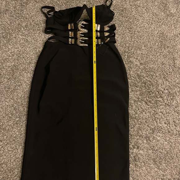 HOUSE OF CB 'Kia' Black Bandage Belted Dress L US 8-10/PN801 - Picture 6 of 10